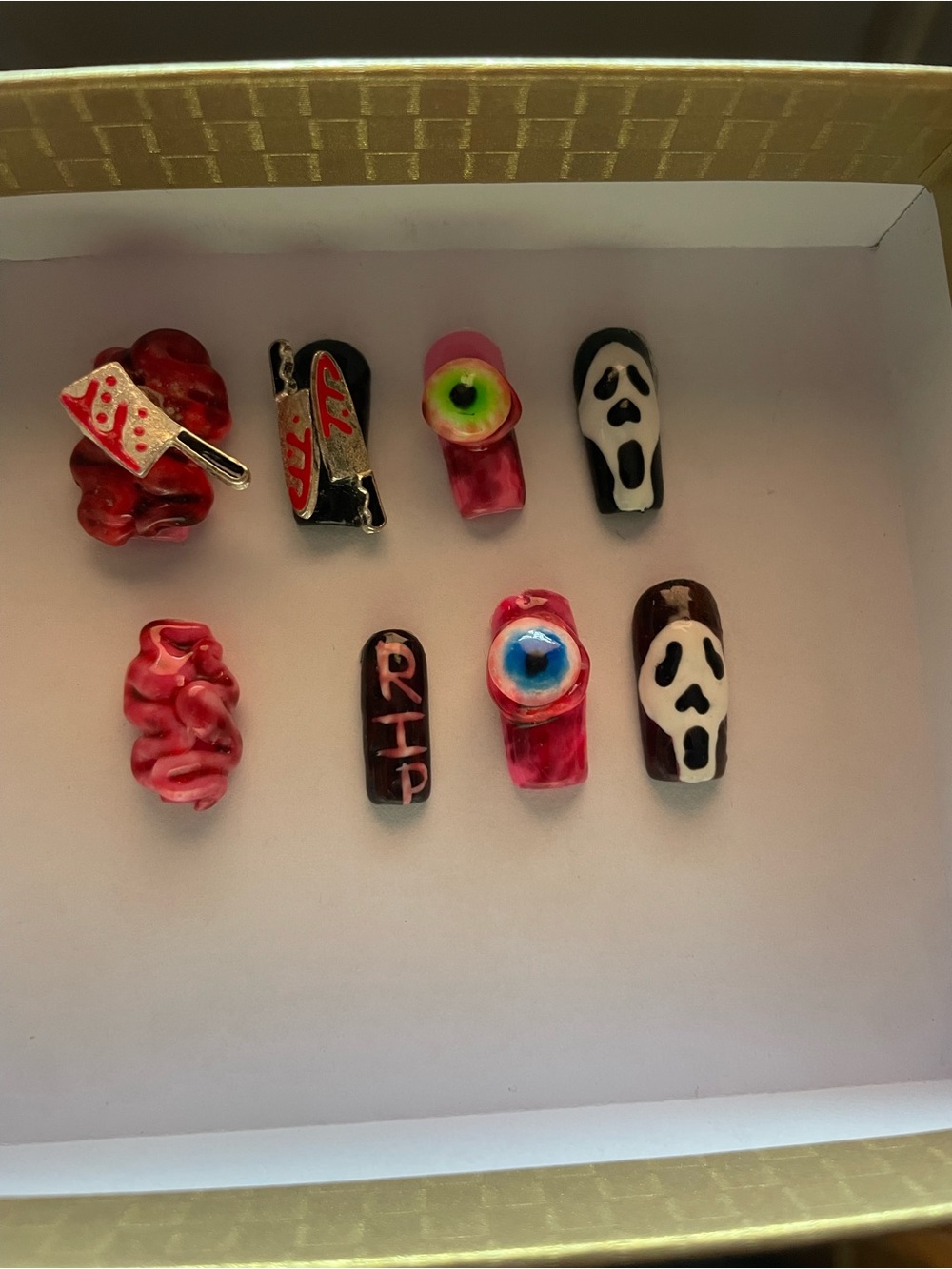 Extreme 3D Halloween Slasher Scream Custom Press On Nails 🔪🩸